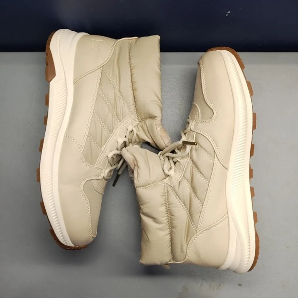 Eddie Bauer Balasana Winter Boots Womens US Size 11M Tan White Synthetic Lace Up